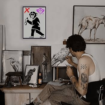 Amazon.com: FINGERINSPIRE Banksy Graffiti Monkey Stencil